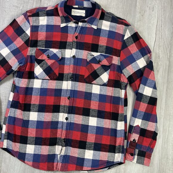 Ralph Lauren Denim & Supply Red/Blue Buffalo Plaid Cotton Flannel Shirt Large U - Picture 3 of 9